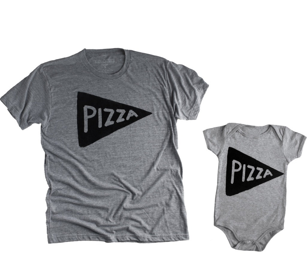 First Father's Day Dad Baby Matching Pizza Outfit