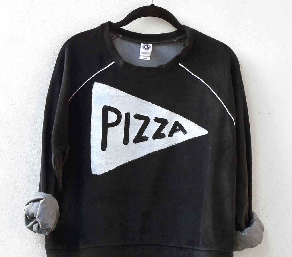 velour tracksuit woman pizza sweatshirt