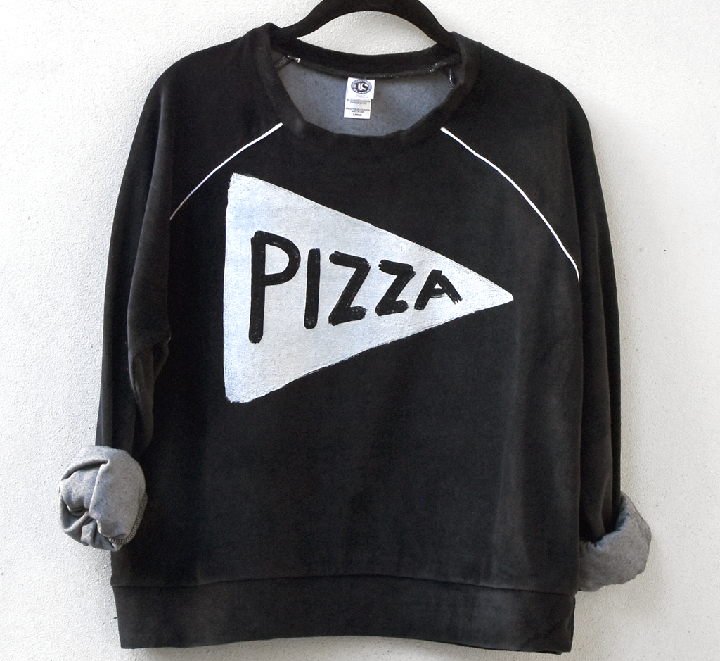 Womens Velour Pizza Lover Retro Sweatshirt Womens Clothing Xenotees