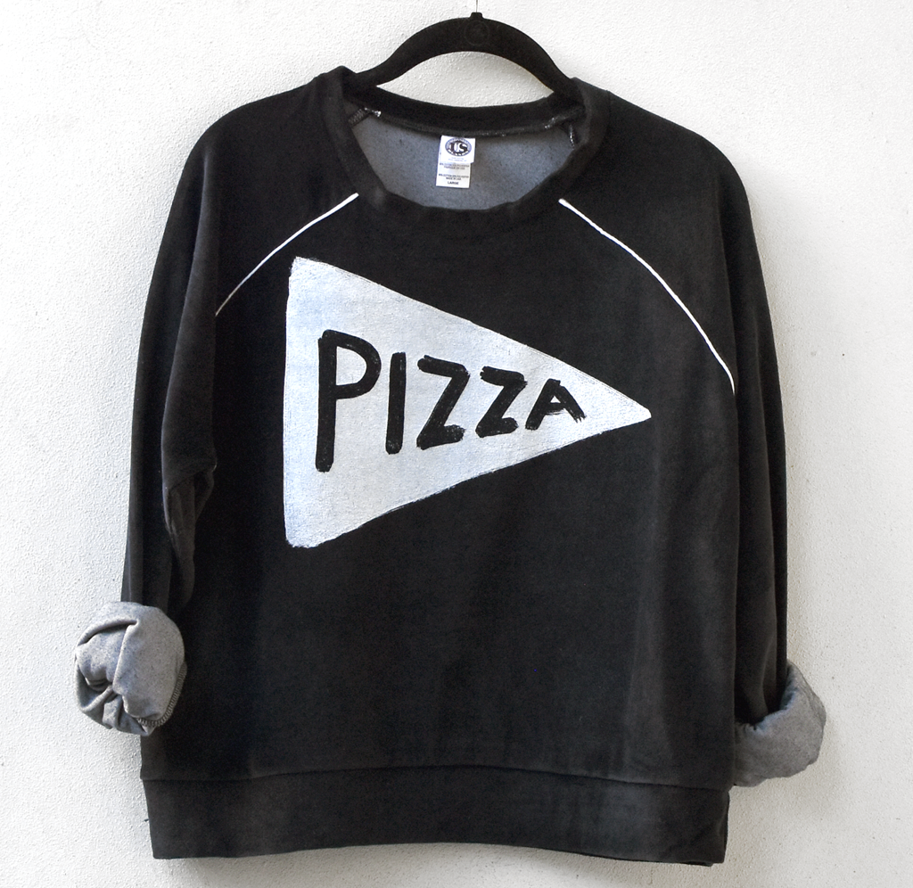 velour tracksuit woman pizza sweatshirt