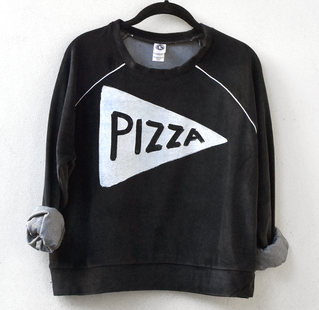 Womens Velour Pizza Lover Vintage Style Sweatshirt Womens Clothing Xenotees