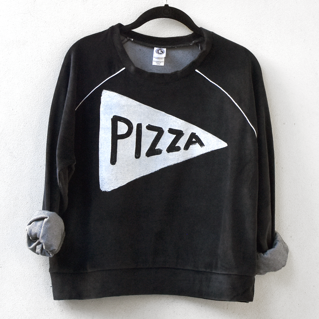 velour tracksuit woman pizza sweatshirt