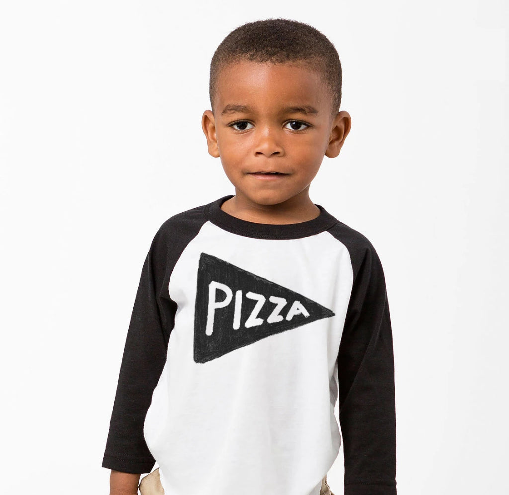 Kids Pizza Baseball Jersey T Shirt by Xenotees