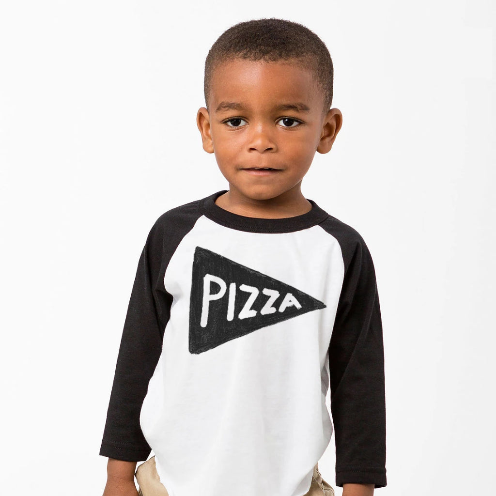 Kids Pizza Baseball Jersey T Shirt by Xenotees