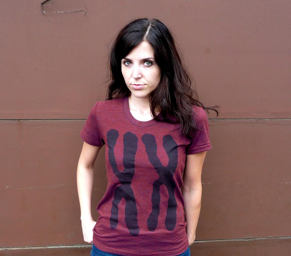 Womens XX Chromosomes Track T-shirt by Xenotees
