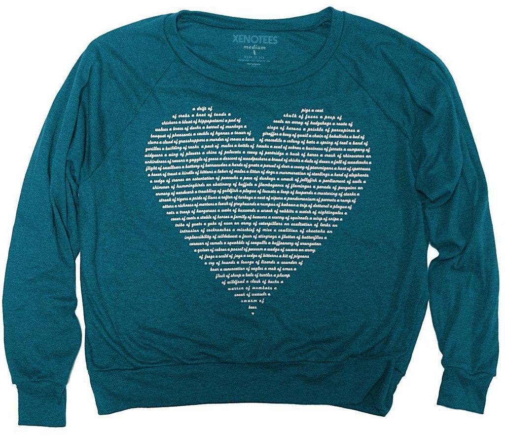 Womens Collective Animal Nouns Heart Pullover by Xenotees