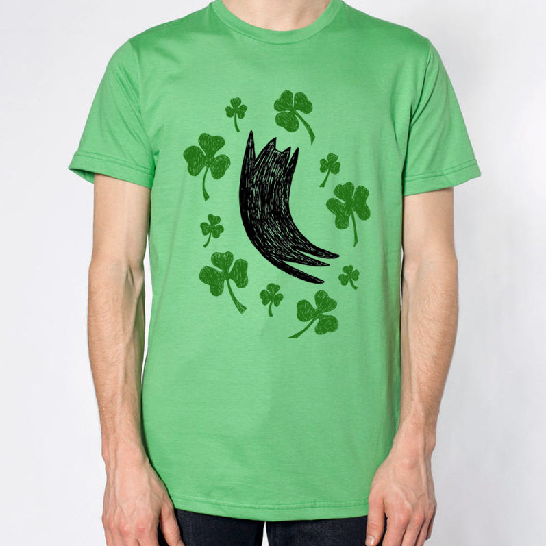 St. Patrick's Day Black Cat Shamrock T-shirt by Xenotees