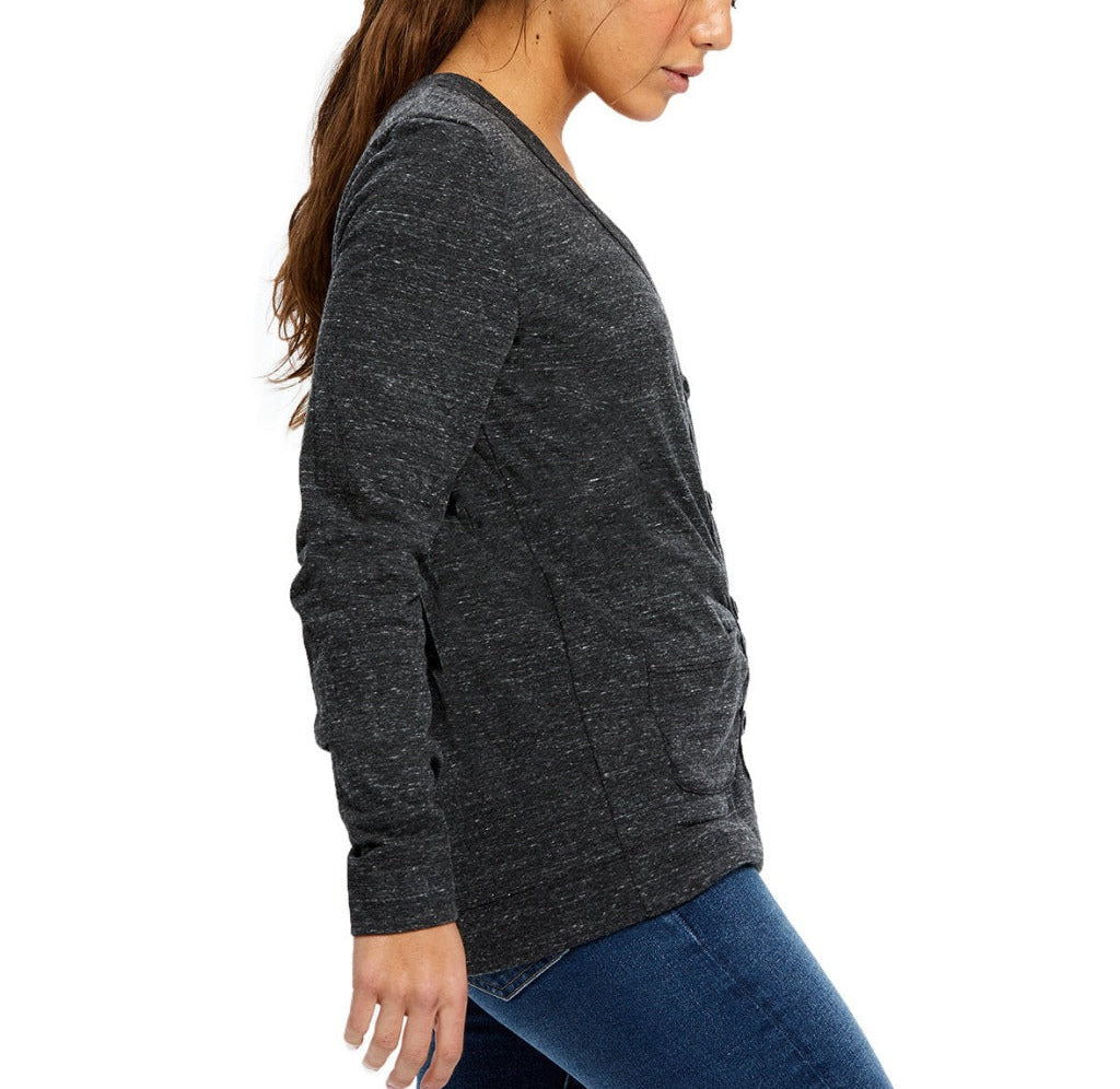 Women's Black Cat Coin V-Neck Cardigan Sweatshirts Xenotees