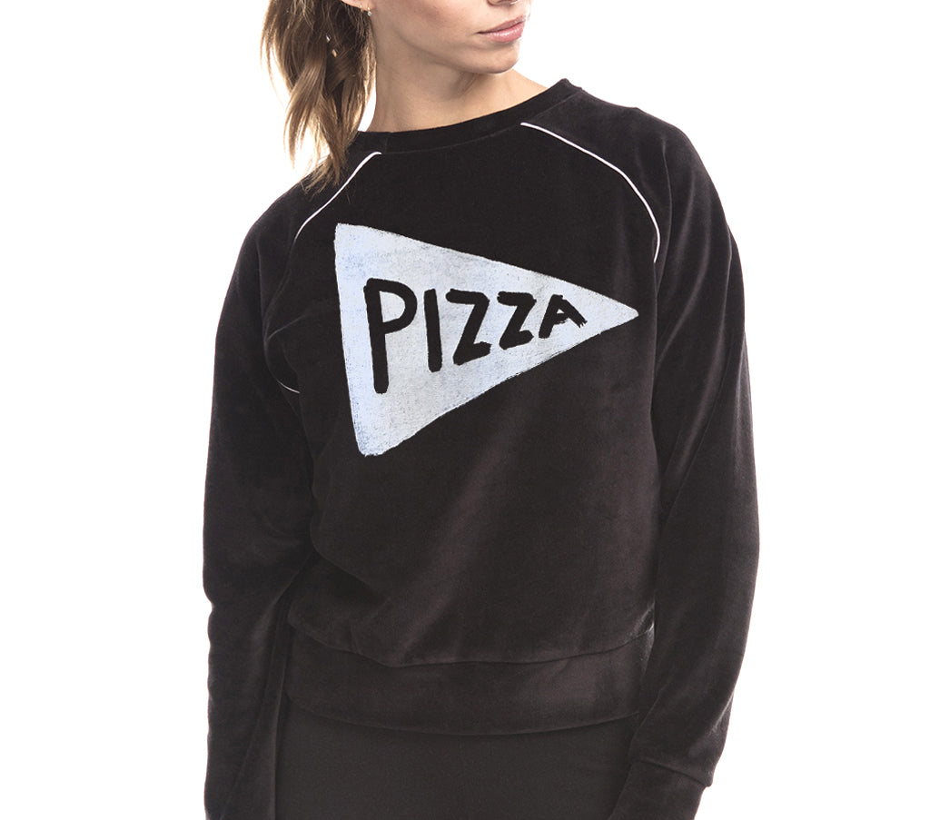 Womens Vintage Style Pizza Print Sweatshirt