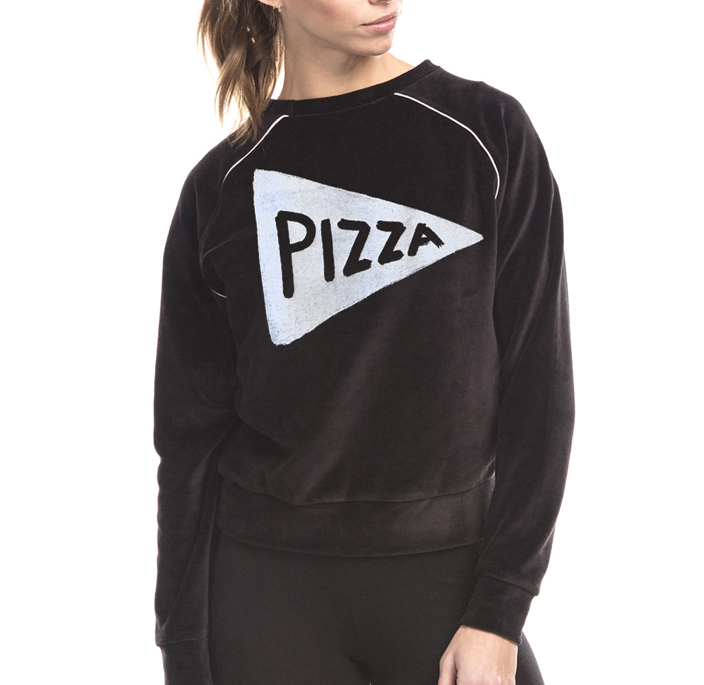 Womens Vintage Style Pizza Print Sweatshirt