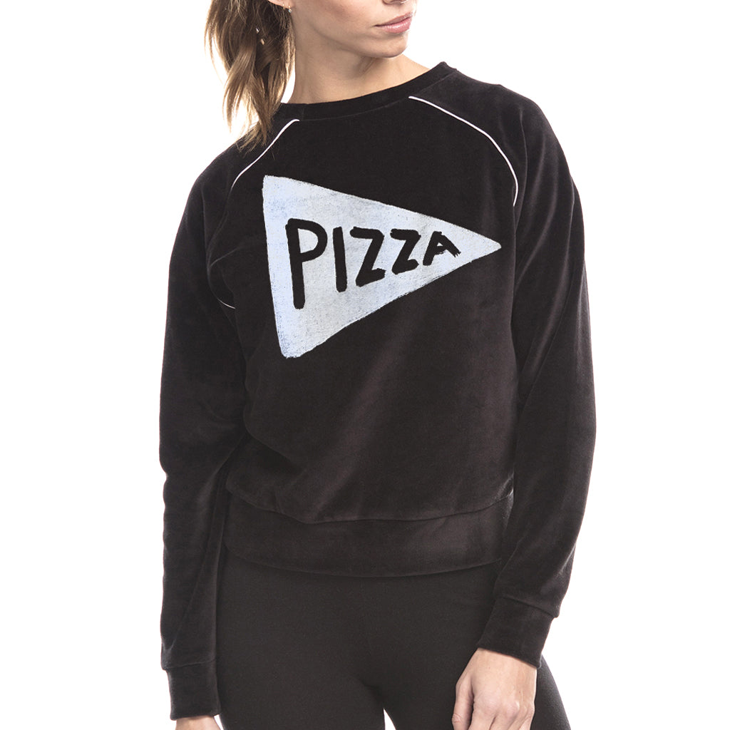 Womens Vintage Style Pizza Print Sweatshirt