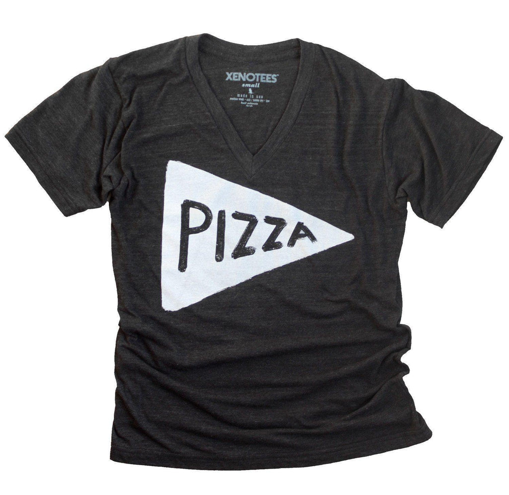 Unisex Vneck Pizza T-shirt by Xenotees