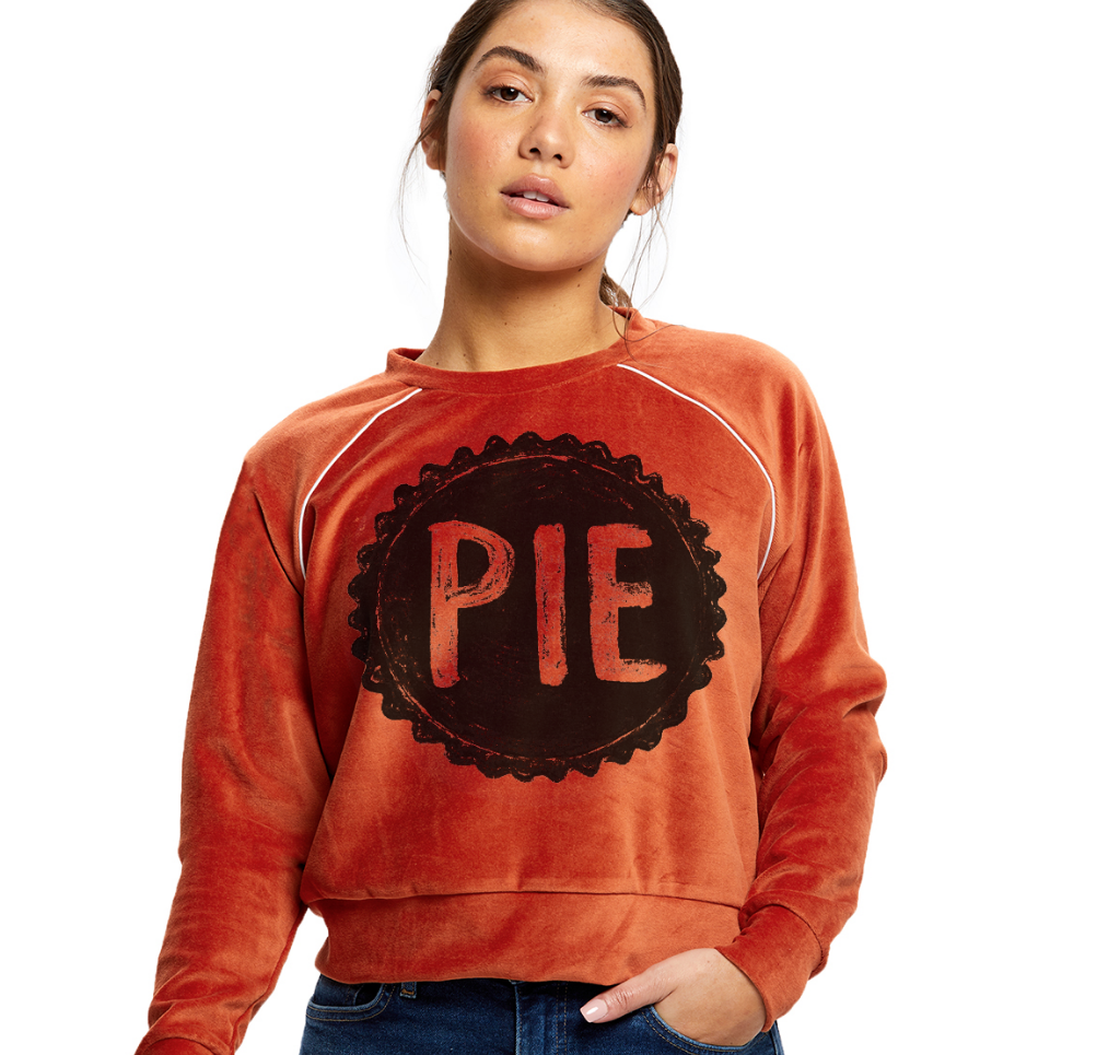 Ladies Orange Crop Top Velour Track Sweatshirt Sweatshirts Xenotees