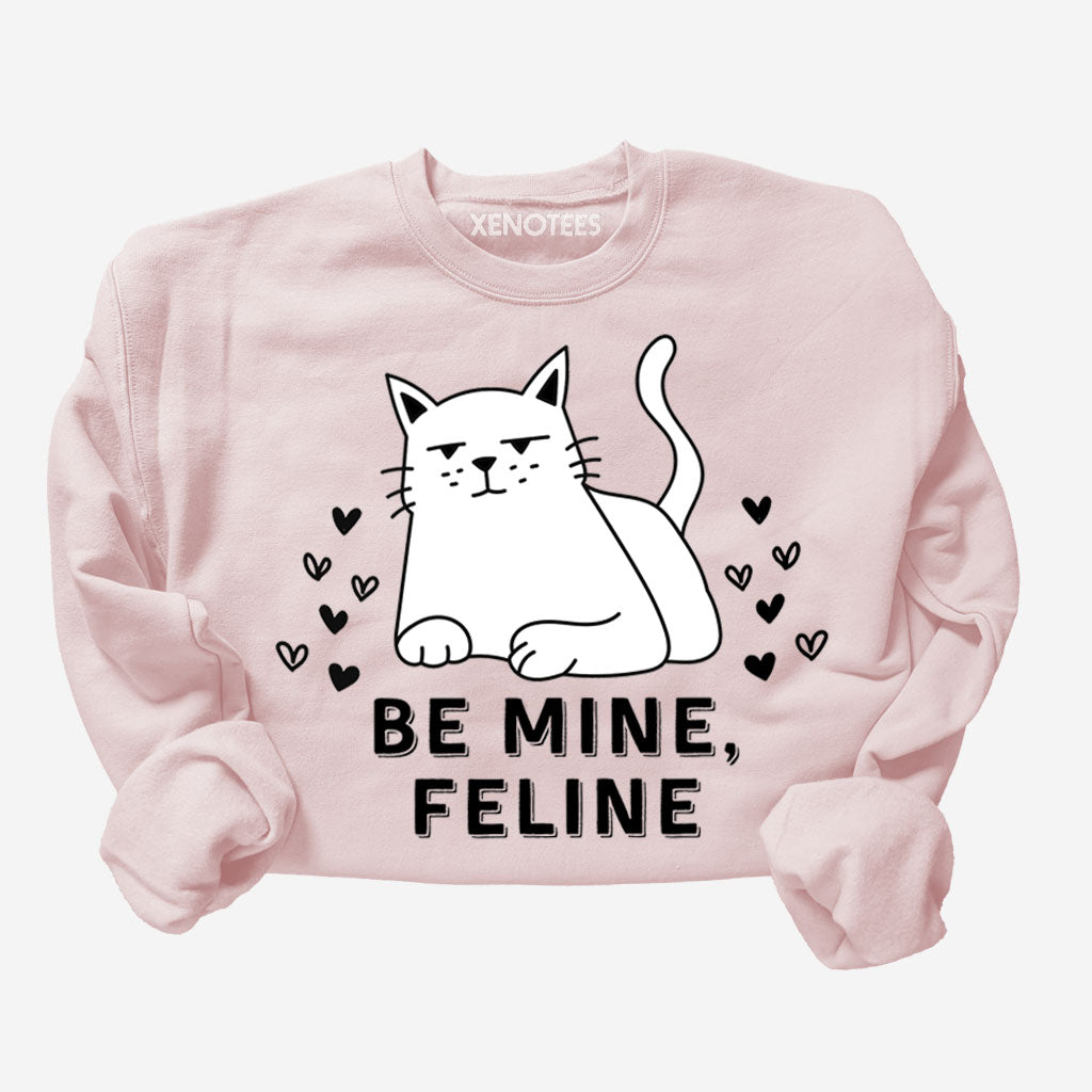 Funny Be Mine Feline Cat Lover Valentine Sweatshirt Sweatshirts Xenotees