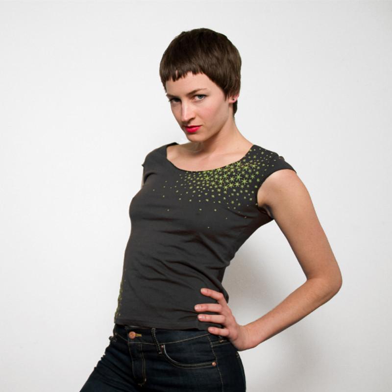 Star Moss Womens Sleeveless Shirt by Xenotees
