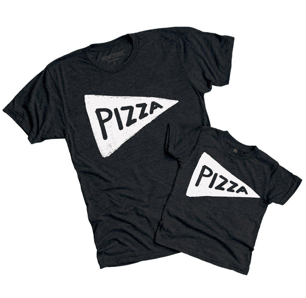 Father Child Matching Pizza Slice TShirts / Black by Xenotees