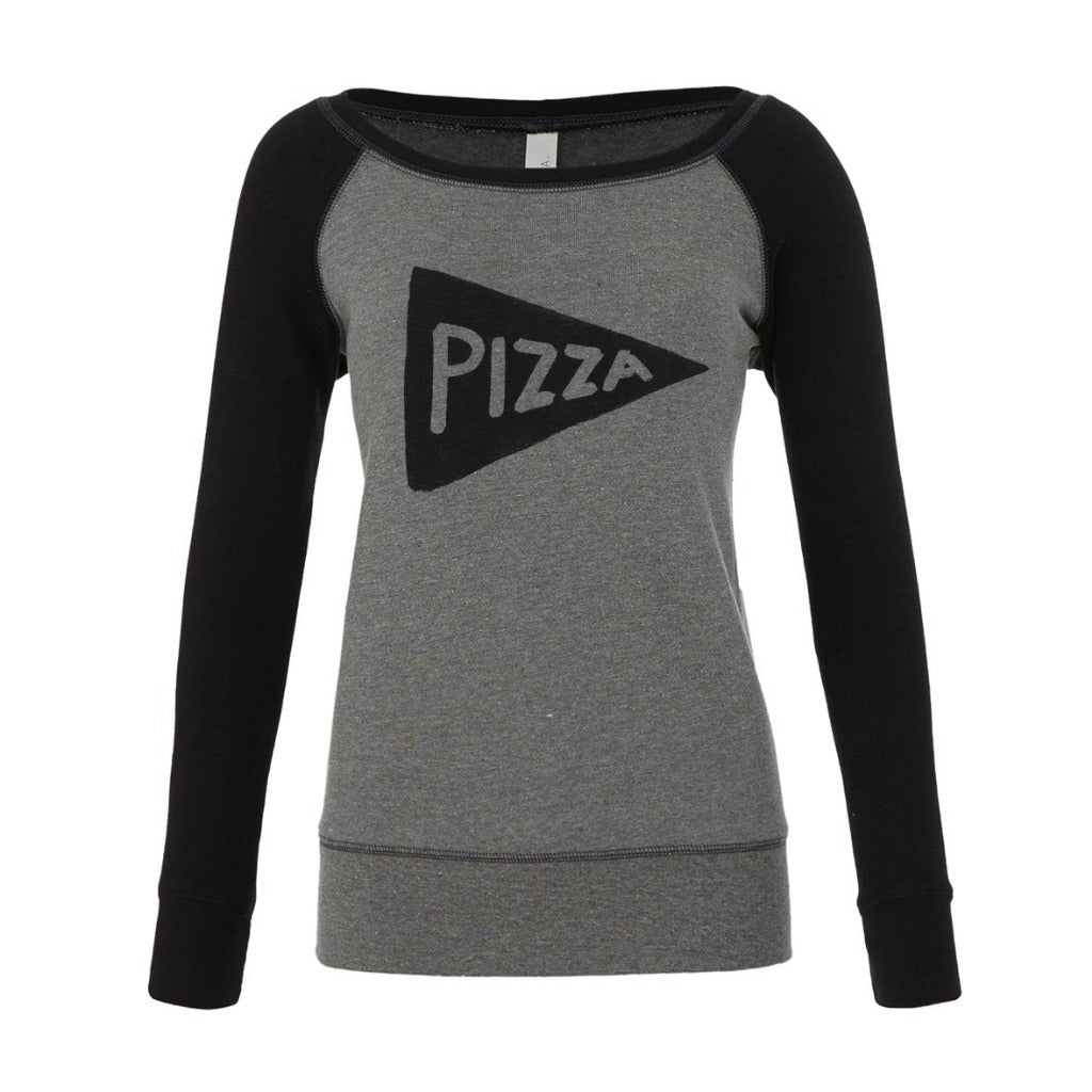 Womens Wide Neck Pizza Sweatshirt by Xenotees