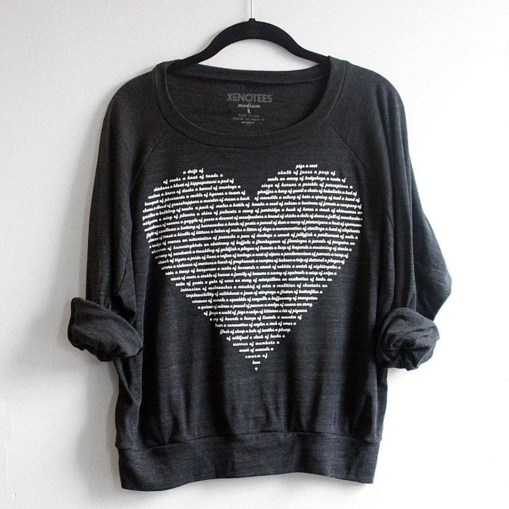 Womens Collective Animal Nouns Heart Pullover by Xenotees