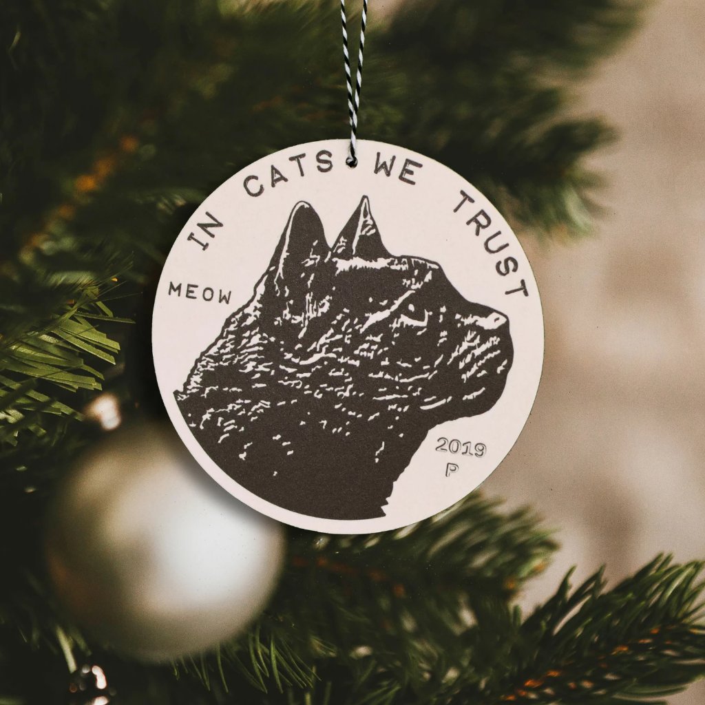 2019 Cat Coin Christmas Ornament by Xenotees