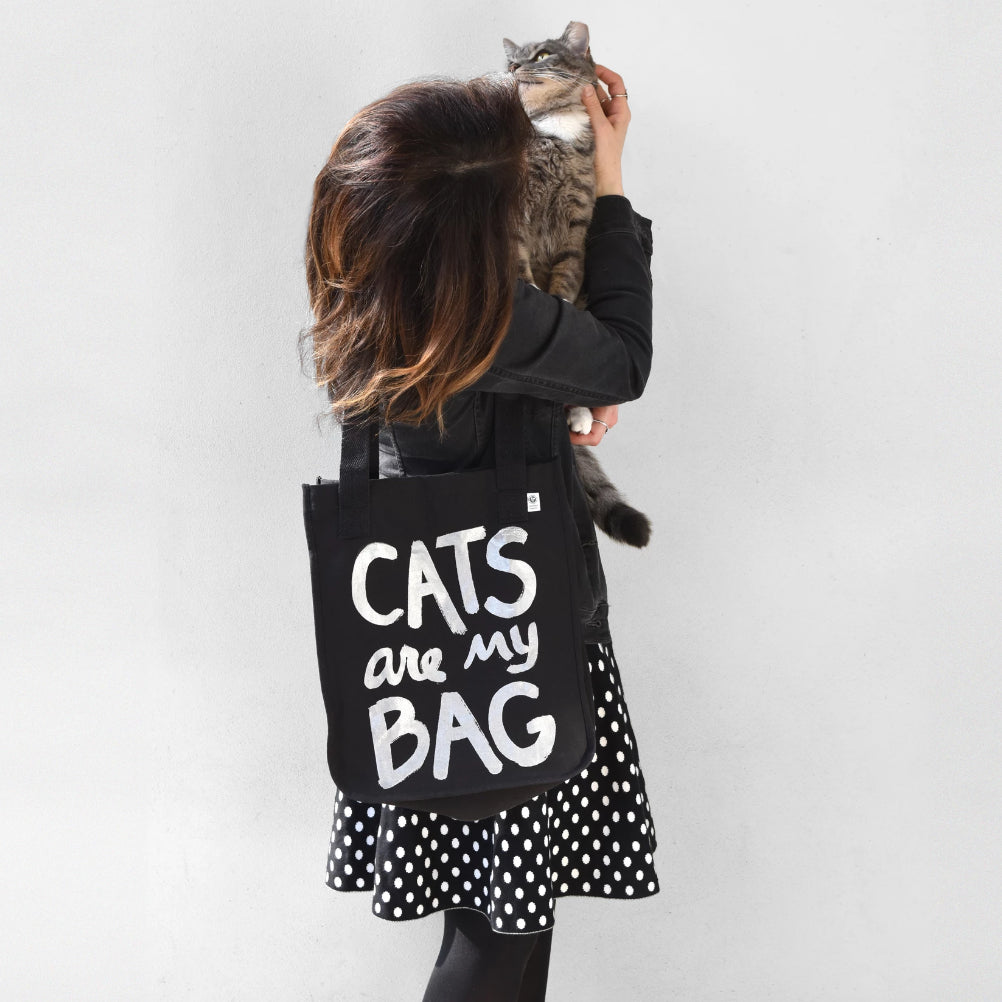 Organic Cats Are My Bag Market Tote - Black by Xenotees