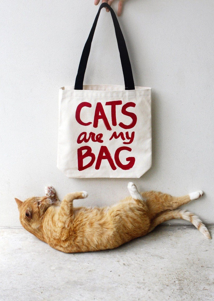 Cats Are My Bag Tote - Red by Xenotees