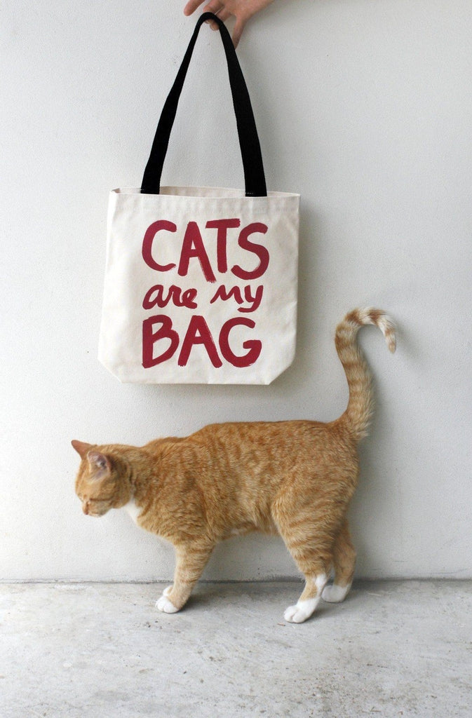 Cats Are My Bag Tote - Red by Xenotees