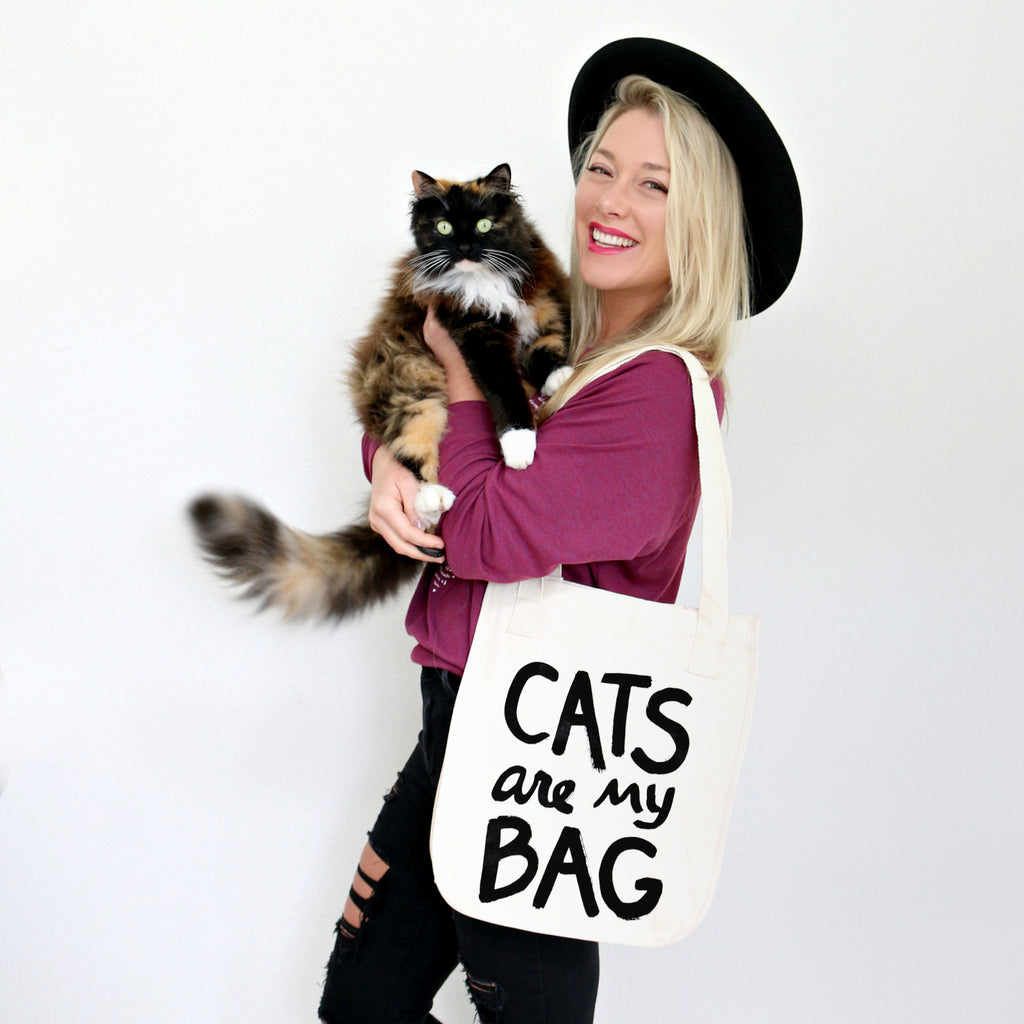 Organic Cats Are My Bag Market Tote - Natural by Xenotees