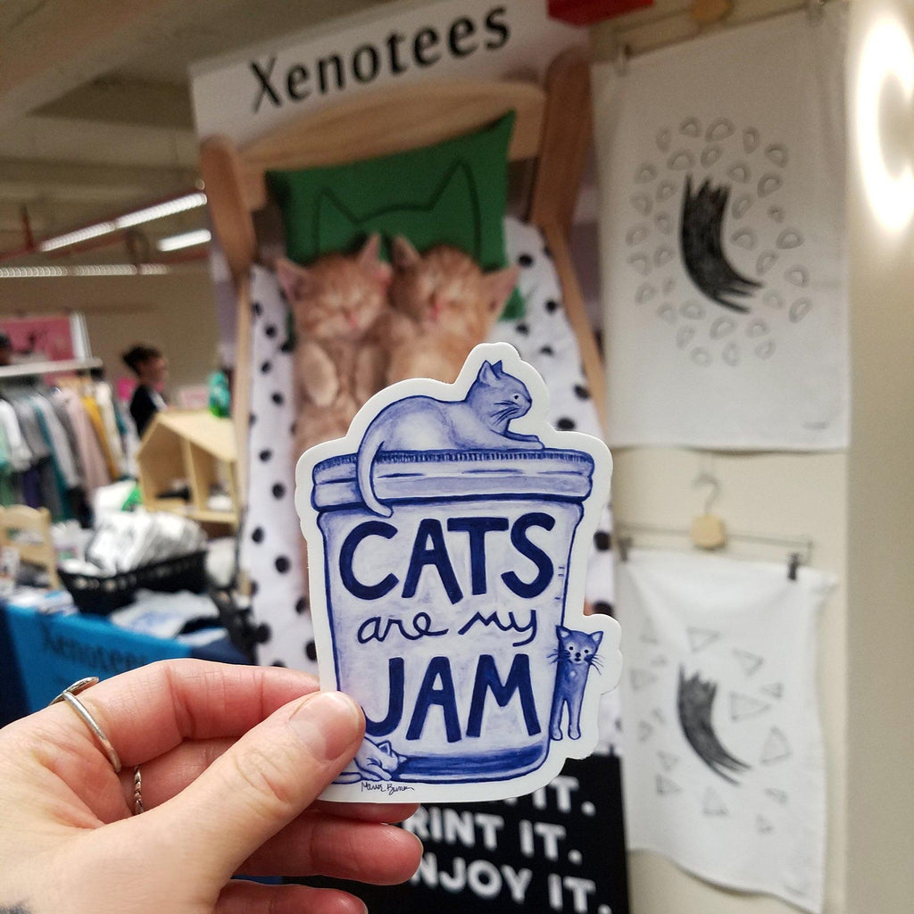 Cats are my Jam Sticker by Xenotees