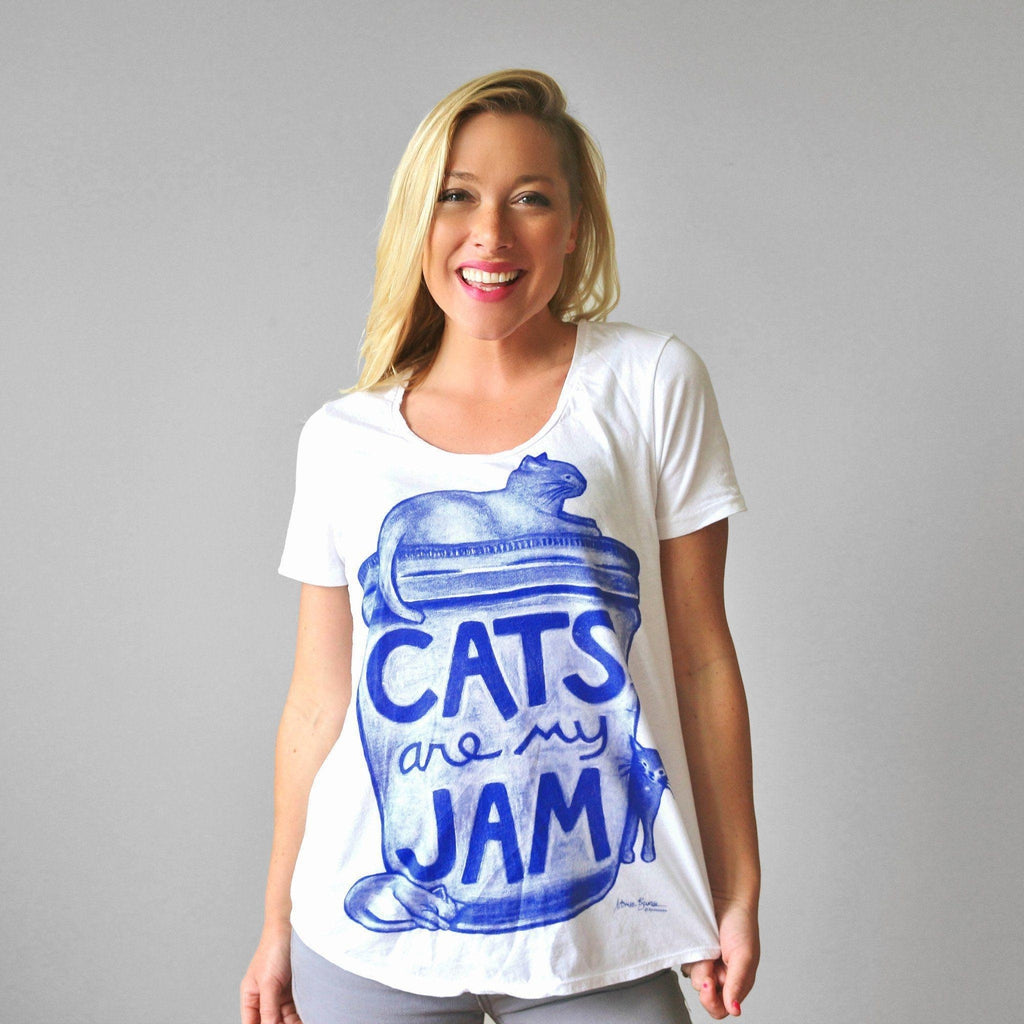 Womens Cats are my Jam T shirt - Limited Edition by Xenotees