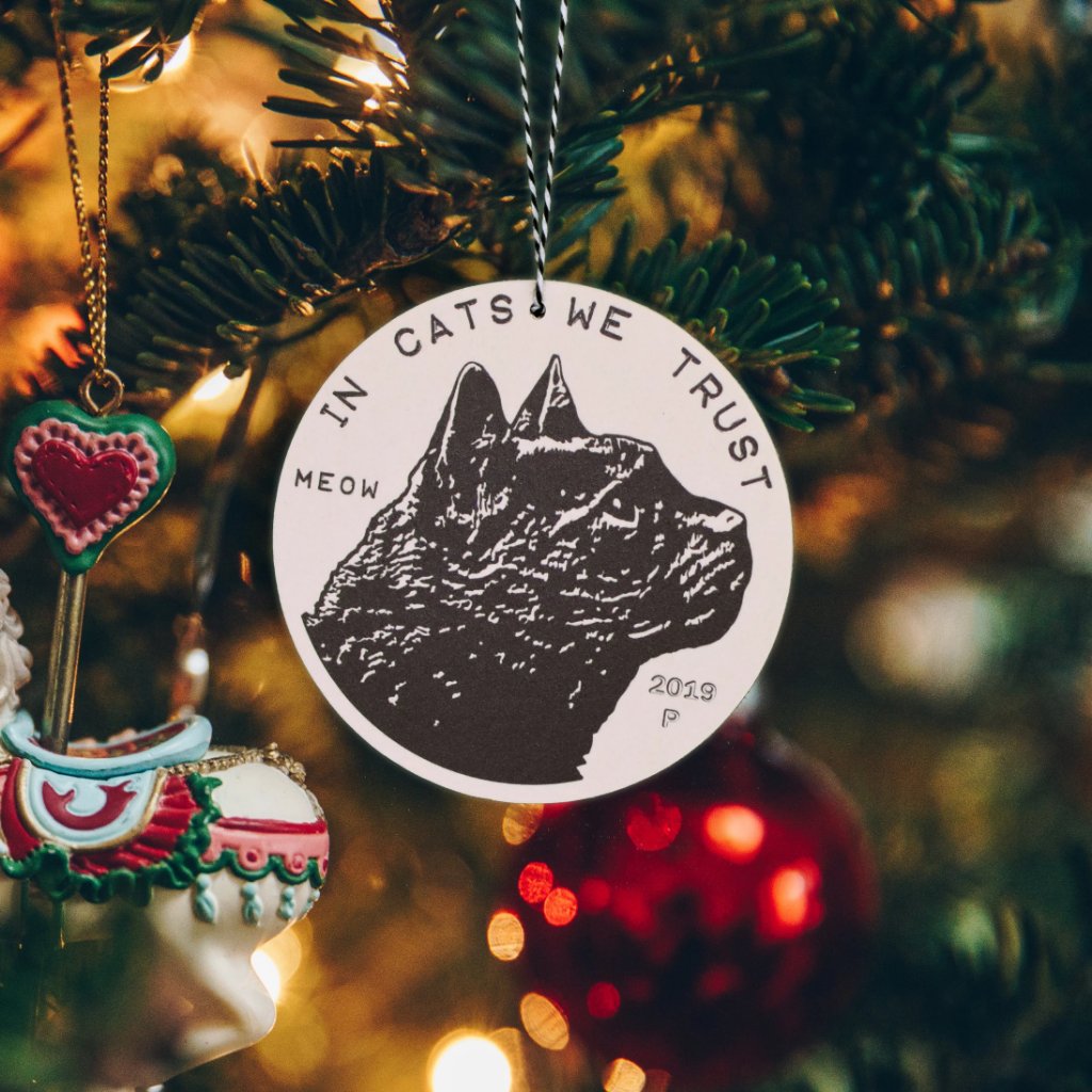 2019 Cat Coin Christmas Ornament by Xenotees