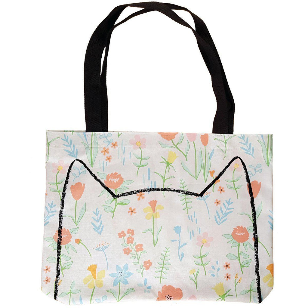 Floral Cat Market Tote Bag by Xenotees