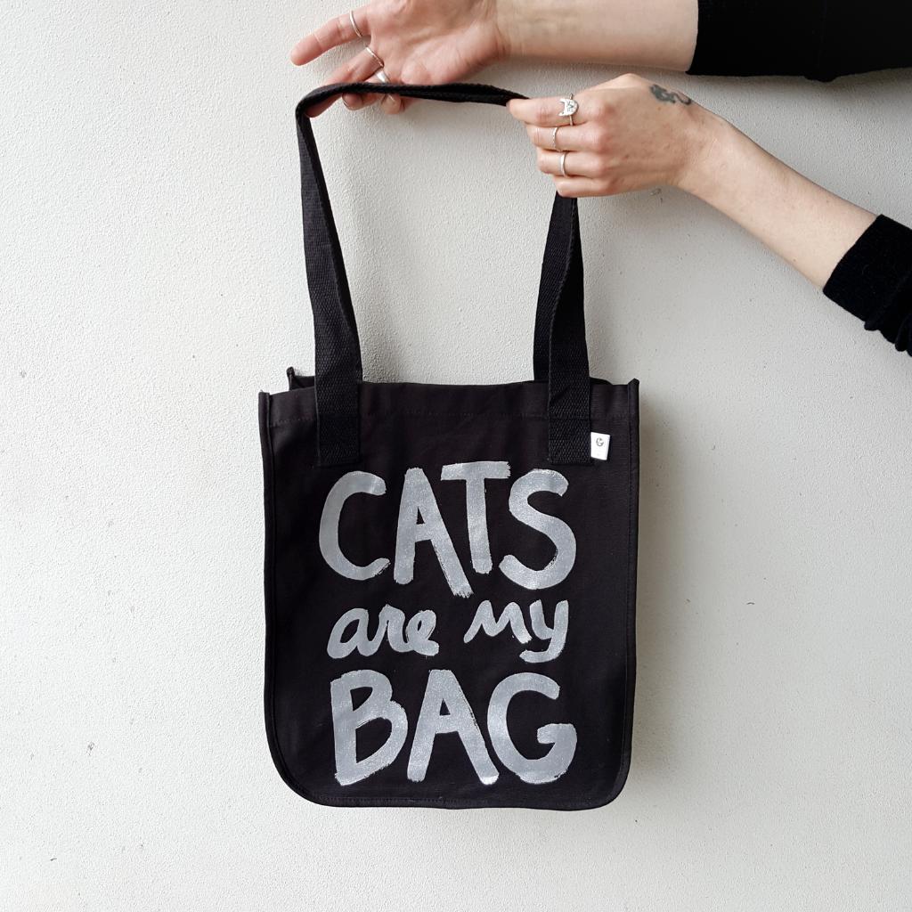 Organic Cats Are My Bag Market Tote - Black by Xenotees