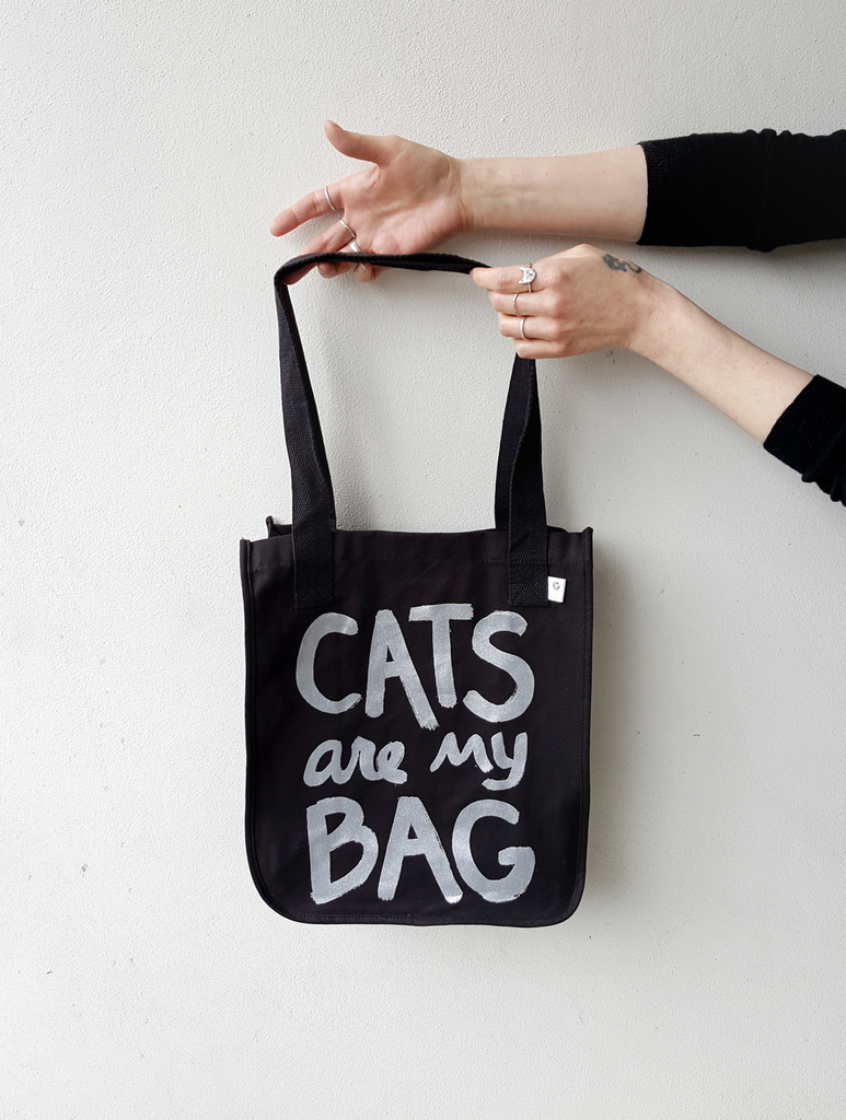 Organic Cats Are My Bag Market Tote - Black by Xenotees