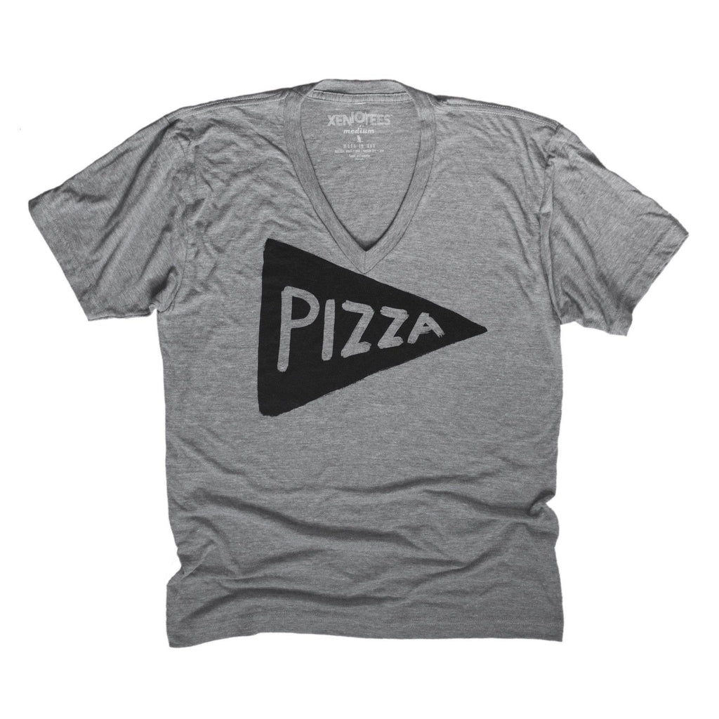 Unisex Vneck Pizza T-shirt by Xenotees