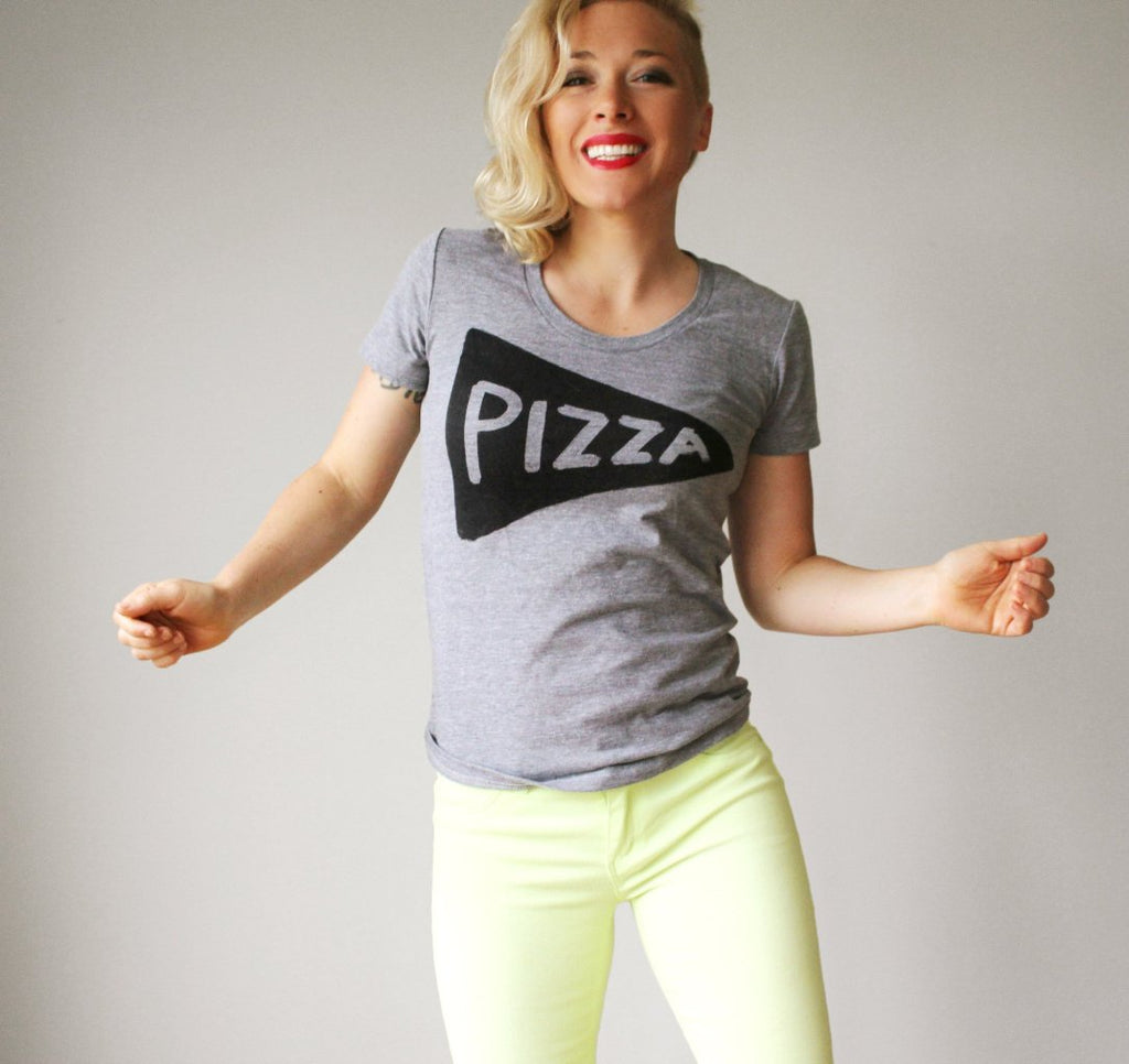 Womens Pizza Party Tshirt / Black by Xenotees