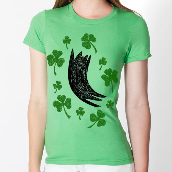 Women's Cat Shamrock Shirt by Xenotees