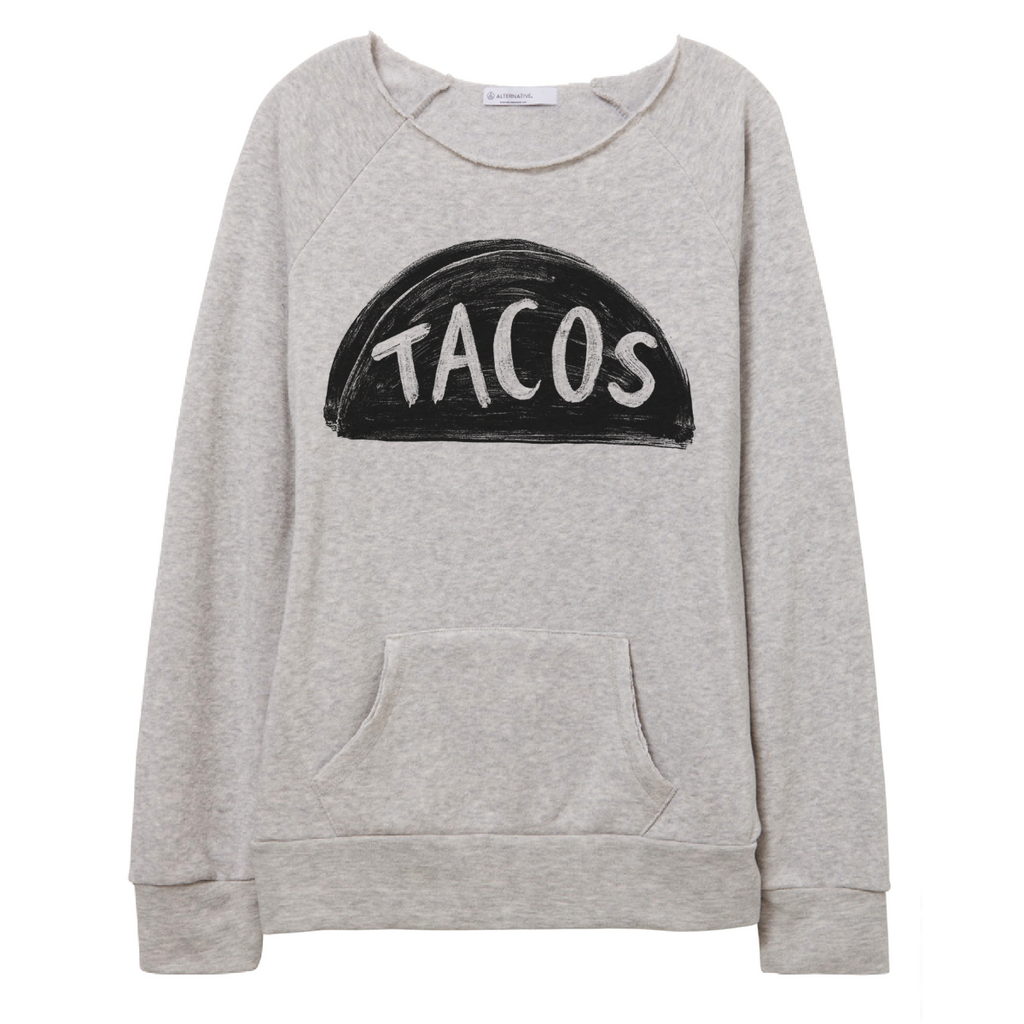 Womens Slouchy Off the Shoulder Taco Lover Sweatshirt