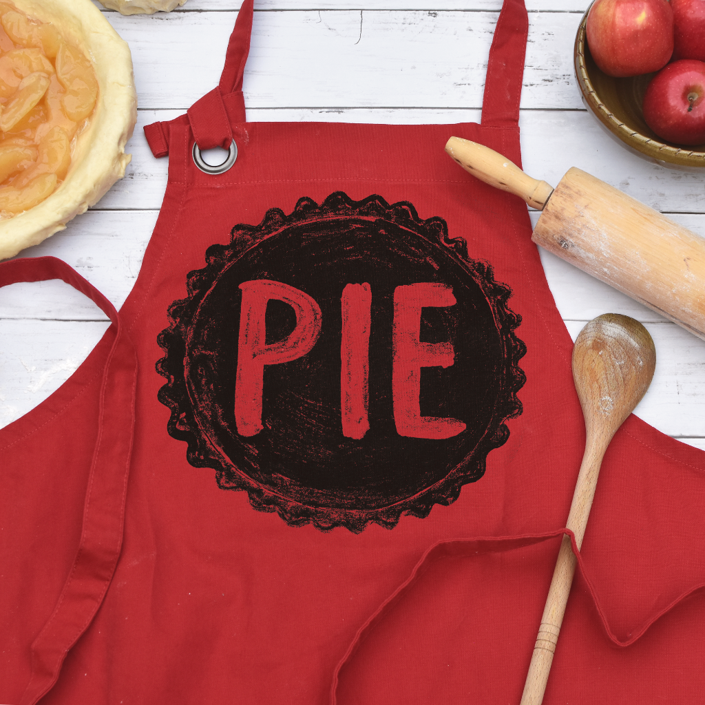 Pie Baker Gift, Canvas Pie Apron in Red