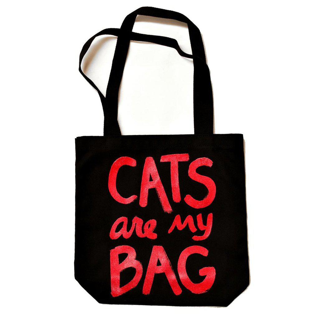 Cats Are My Bag Tote - Black & Red by Xenotees