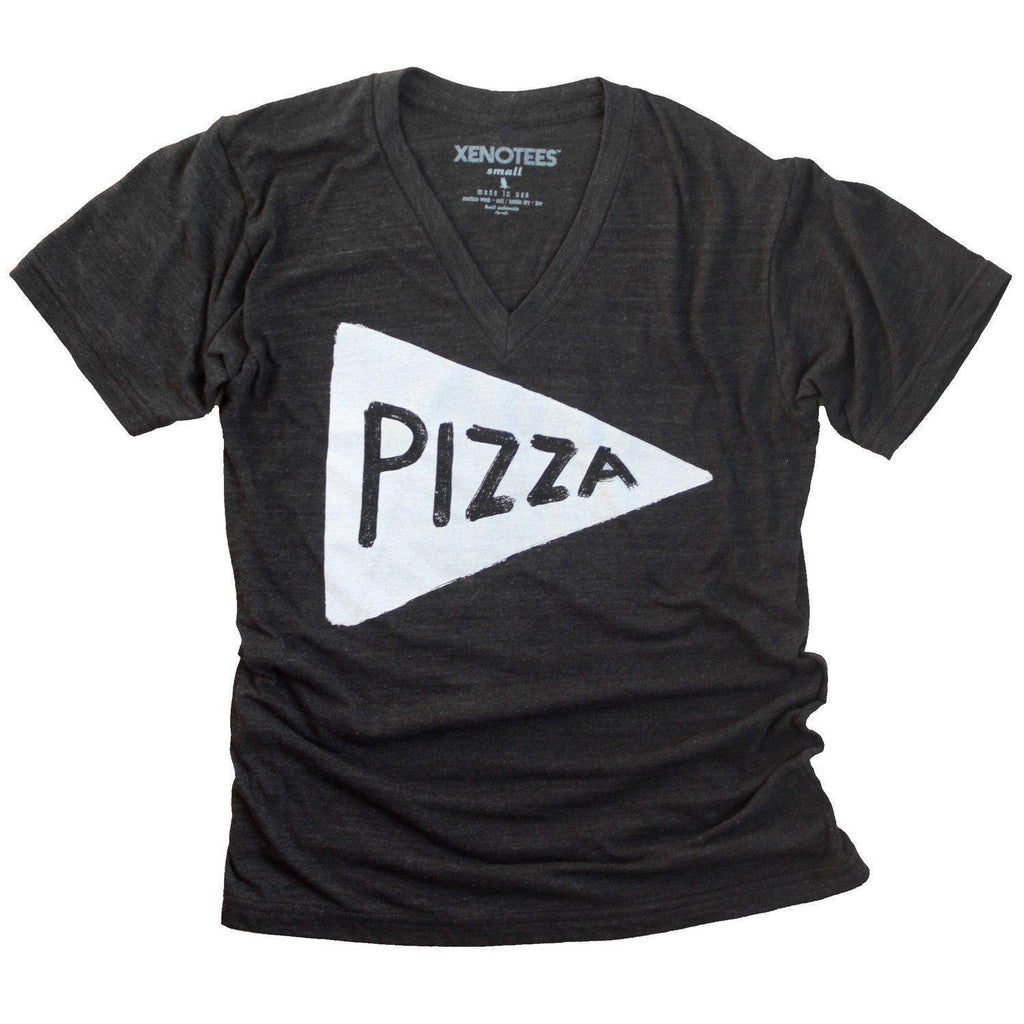 Unisex Vneck Pizza T-shirt by Xenotees